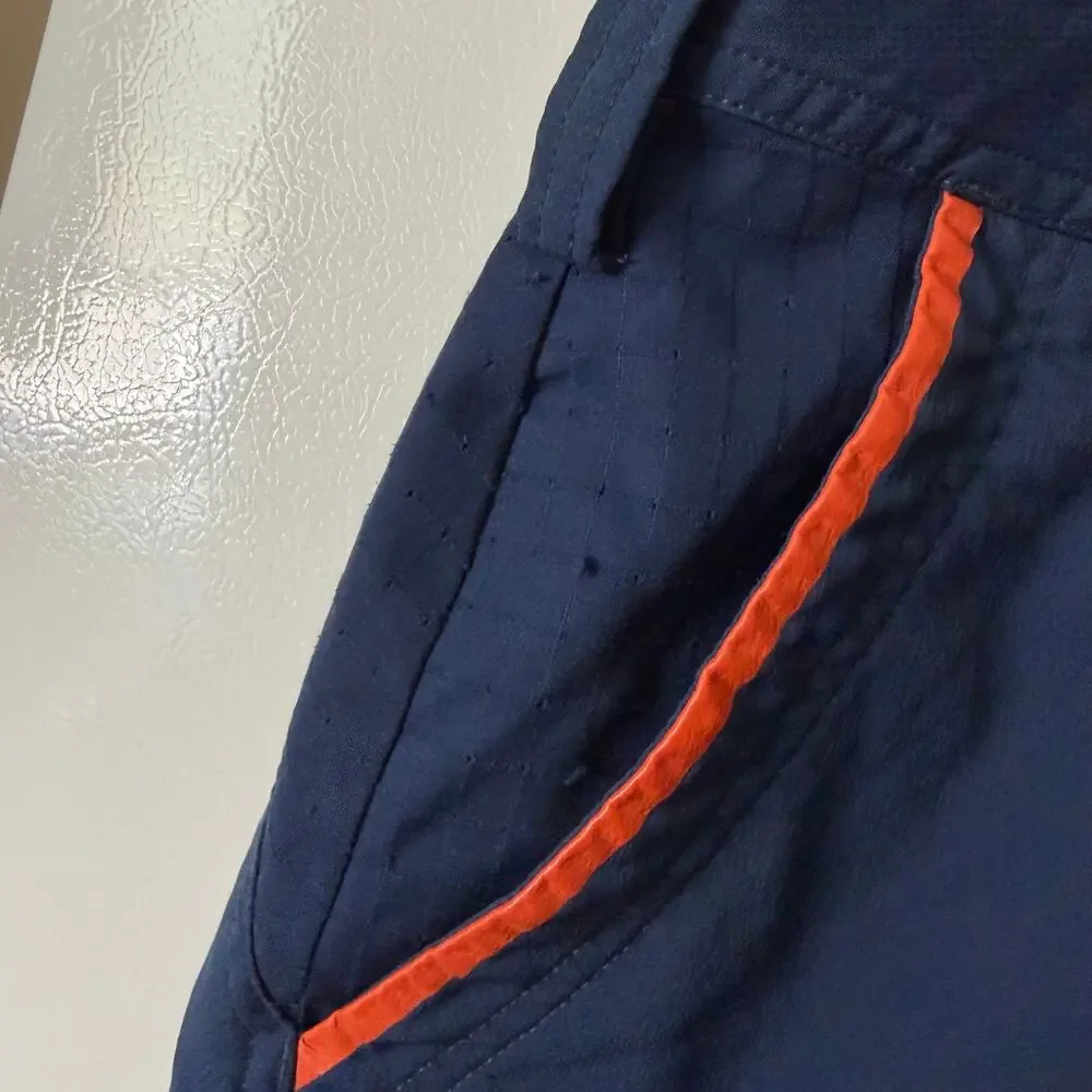 UA Under Armour Mens Size 42 Casual Shorts Flat Front Blue Orange Stretch Pocket